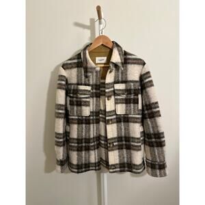 Isabel Marant Étoile Plaid Shirt Jacket — Cream / Brown, Size 36